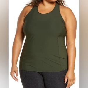 Zella Nova Lasercut Racerback Tank Top Army Green 2x